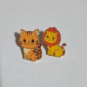 Cat and Lion Enamel Pins